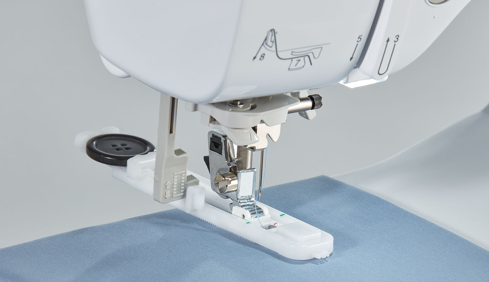 Close up of buttonhole foot of Brother A-series sewing machine