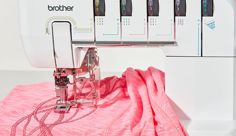 Point de recouvrement sur tissu rose