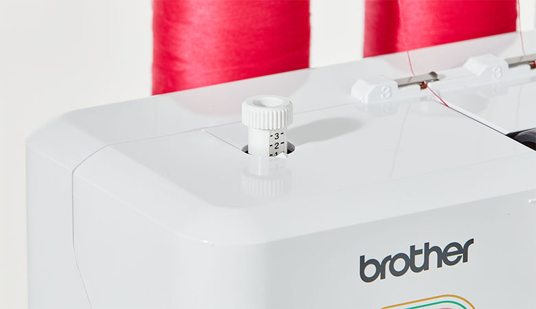 Close-up van instelbare drukregeling van Brother CV3550