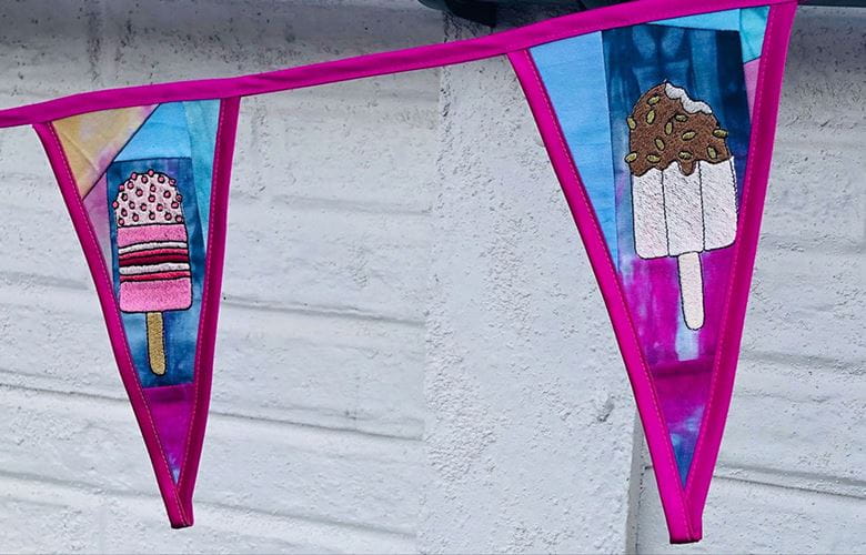 Embroidered ice lolly embroidered bunting