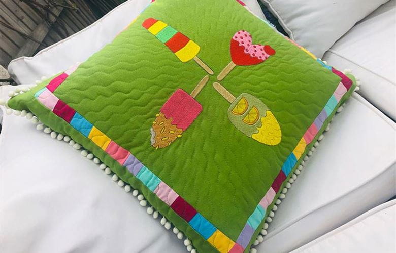 Embroidered ice lollies pillow