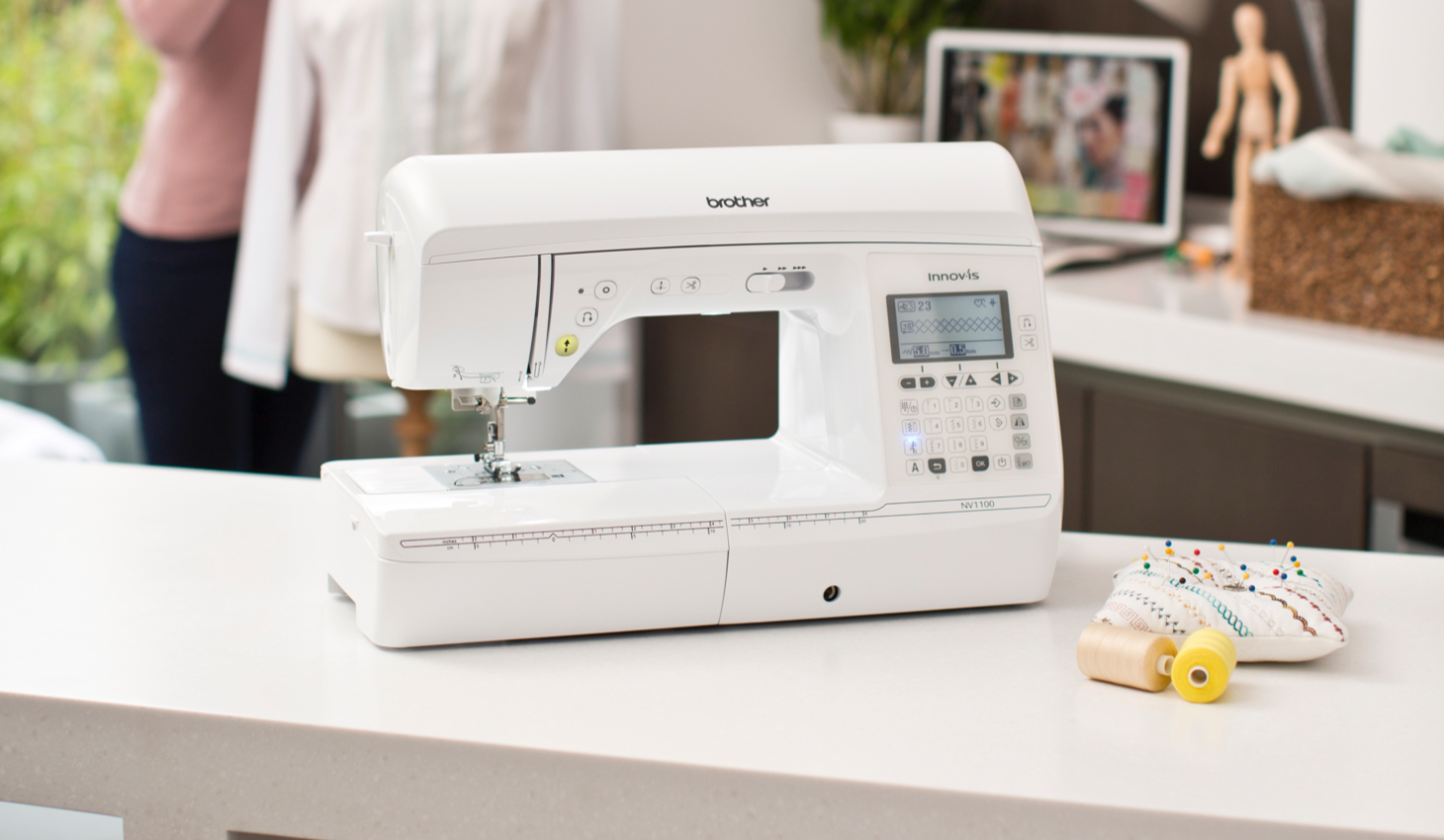 sewing machine on tabe in house