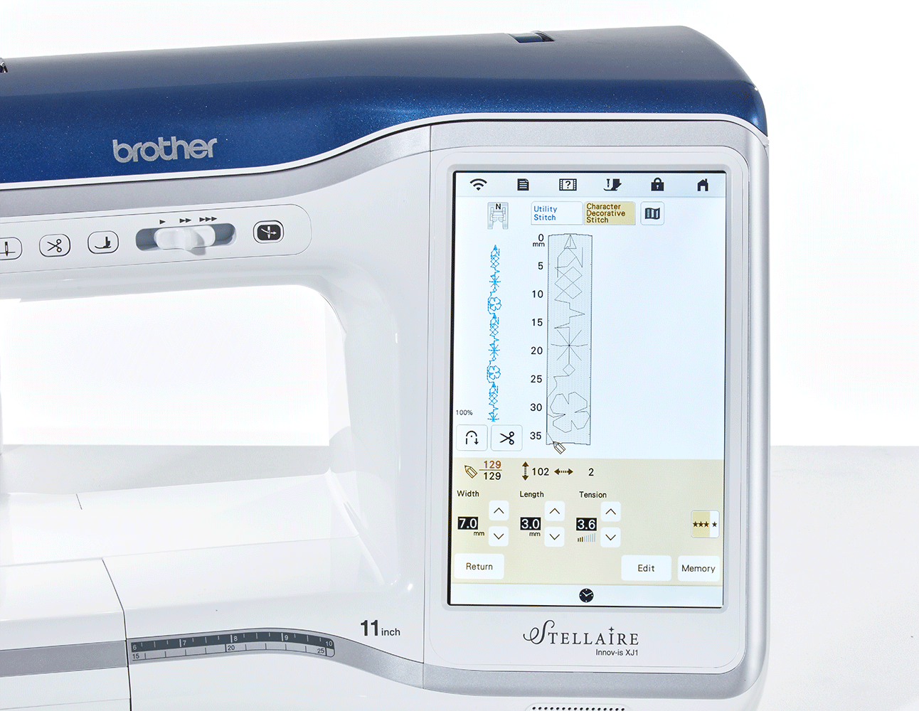 My Custom Stitch on large HD screen of XJ1 sewing embroidery machine
