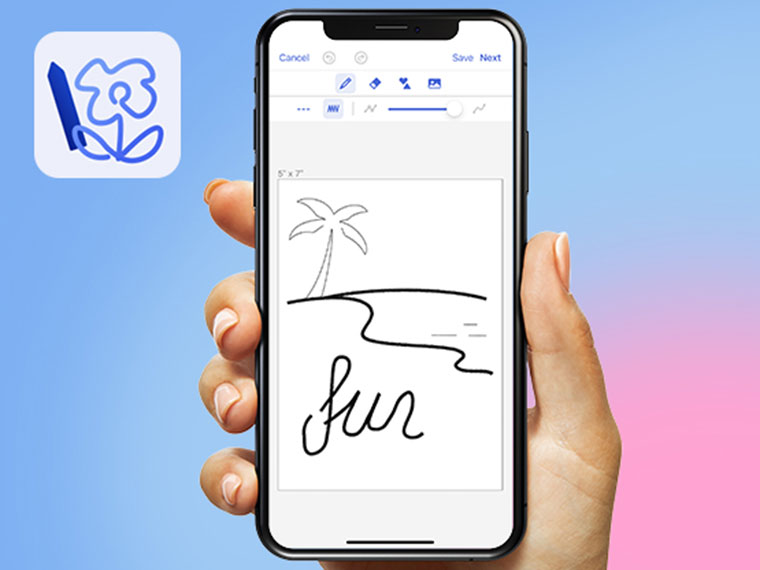 Artspira borduurontwerp getoond op mobiele telefoon