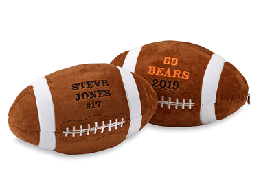 Two embroidered football soft toys