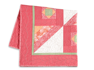 Coral, white and green quilt