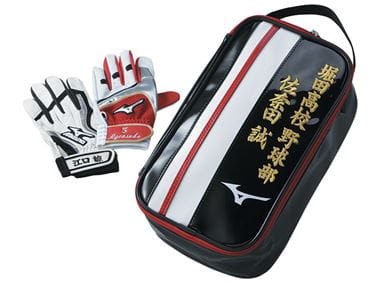 Embroidered sports gloves and bag