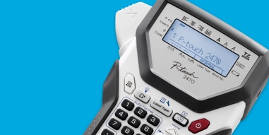 Labelling machine on blue background