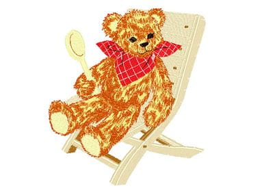 Cute teddybear on chair embroidery design