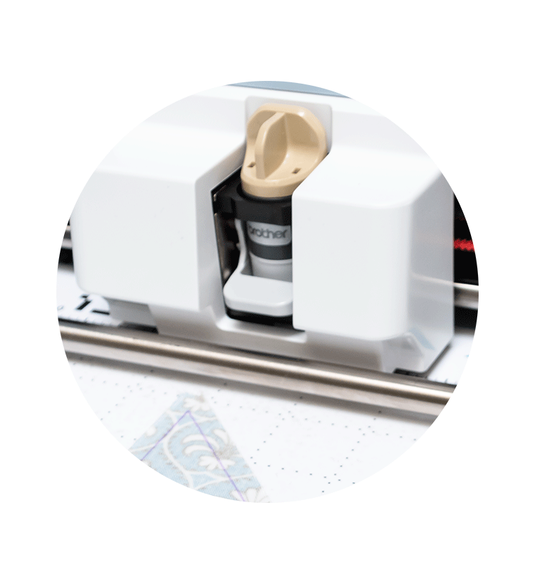 ScanNcut thin fabric auto blade with piece of cut fabric