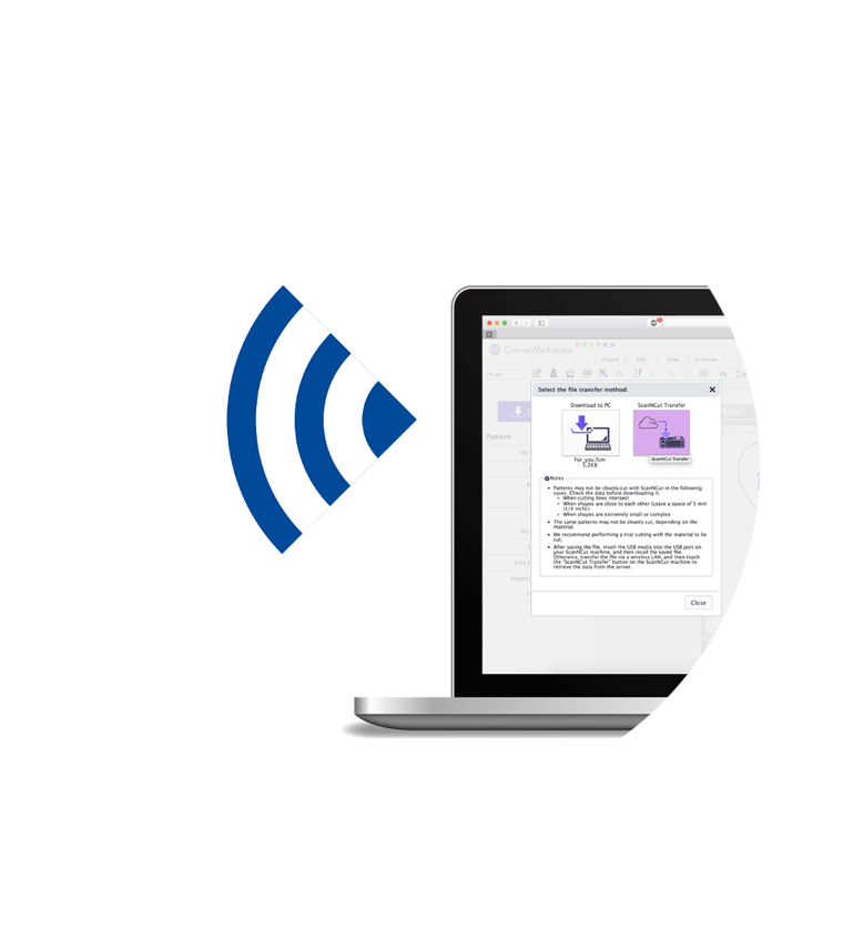 WLAN-symbool van laptop met CanvasWorkspace op