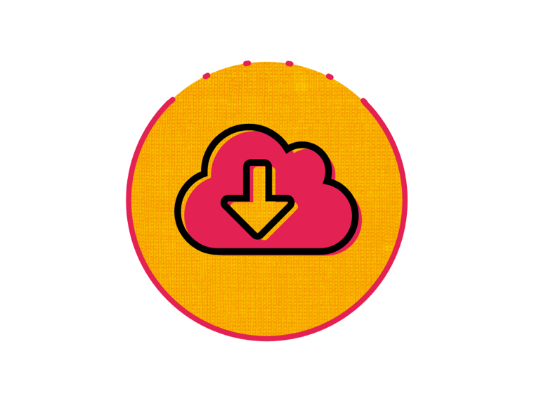 Roze en oranje download-pictogram
