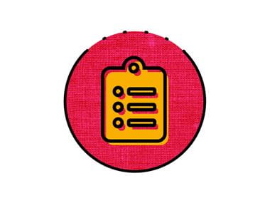 pink and orange clipbaord icon