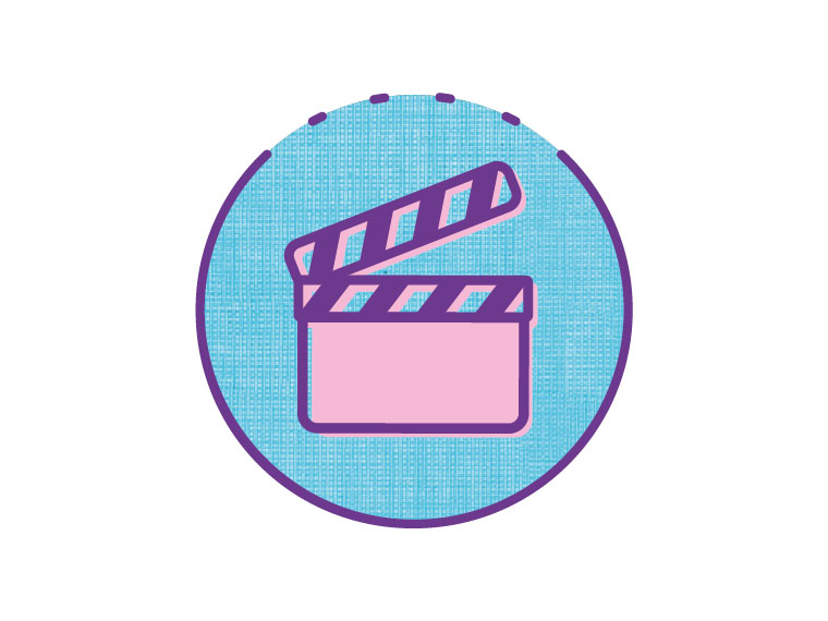 Icône de galerie vidéo sur cercle ble