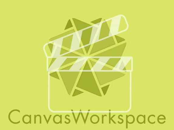 Значок видео на лимонном фоне с логотипом CanvasWorkspace