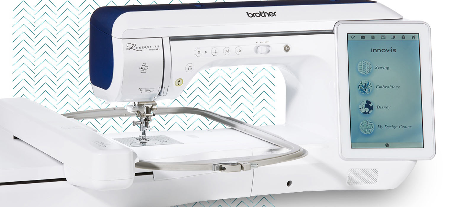 Brother Sewing Machine with zig zag pattern background