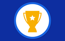 yellow trophy icon on blue background