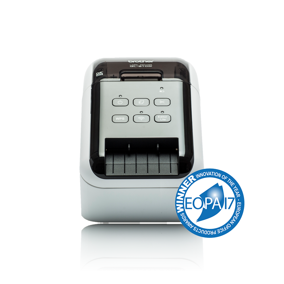 QL810W front view with reflection and EOPA 2017 award logo