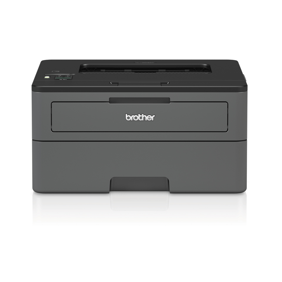 Compact mono laser printer front image with reflection