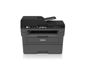 Compact 4-in-1 mono laser printer front with shadow