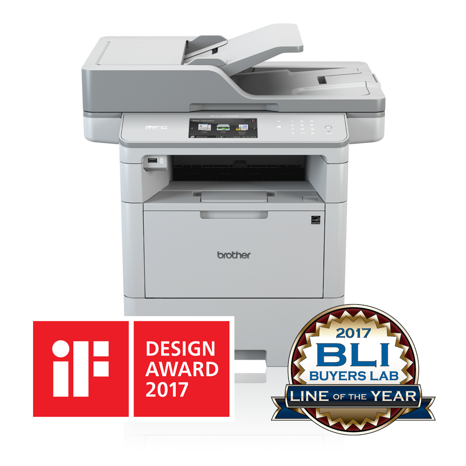 MFCL6900DW front view with iF and BLI logos