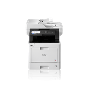 Brother business colour laser MFCL8900CDWLT facing front with additional paper tray