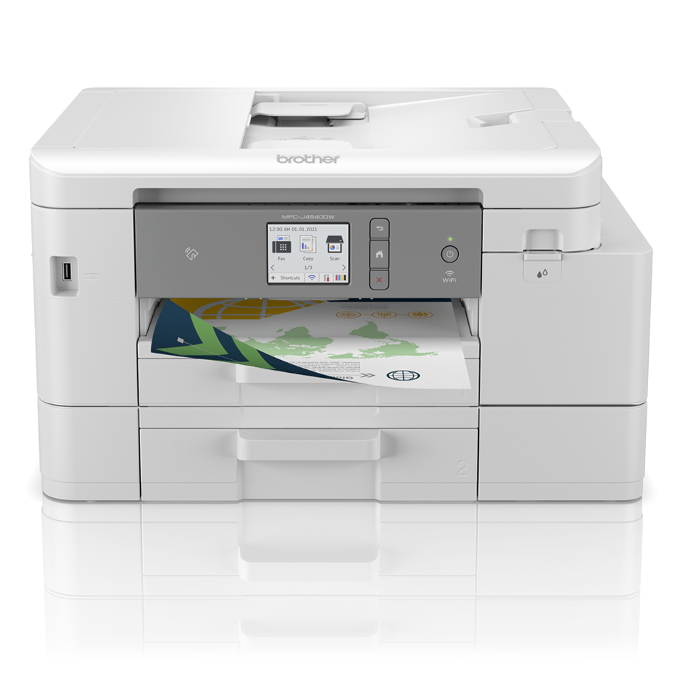 MFCJ4540DW front of machine with output printing