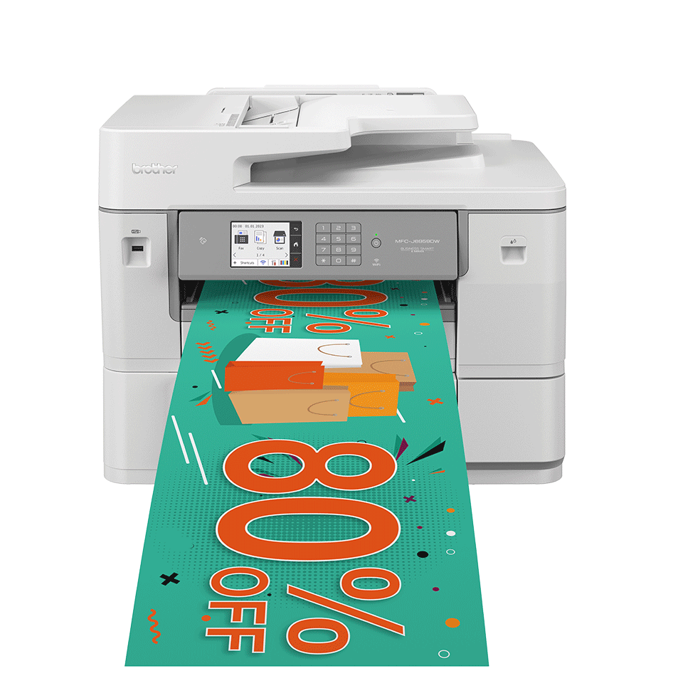 Impresora multifunción  Brother MFCJ6959DWRE1, Impresión a gran formato,  Fax y escáner, Hasta 30 ppm, Doble cara, 512MB, Blanca