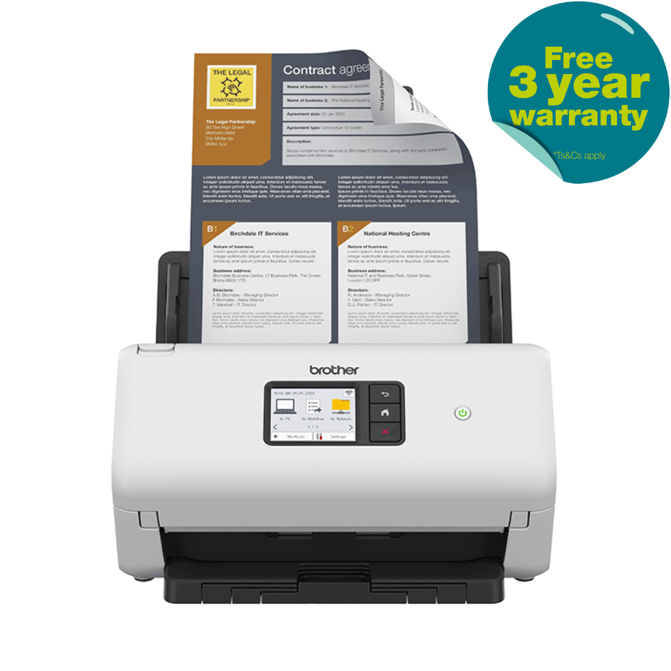 ADS-4500W facing forward with document