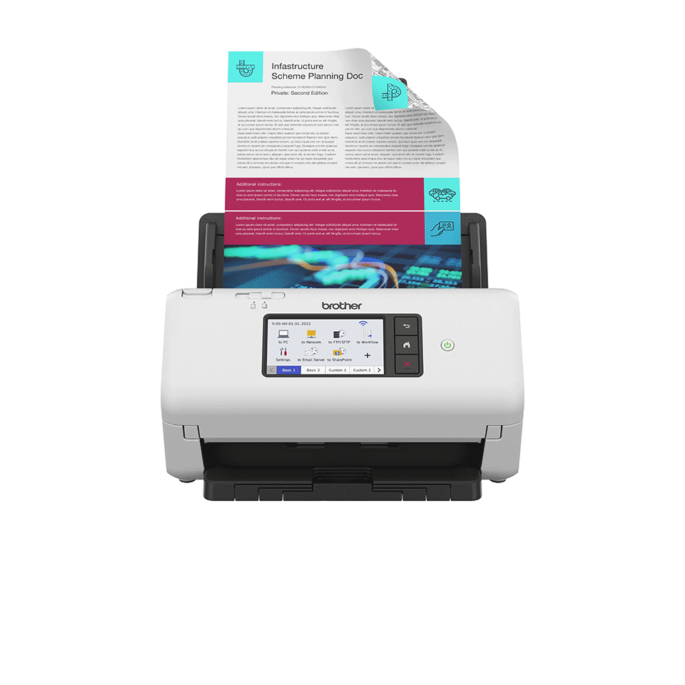 ADS-4700W facing forward with document
