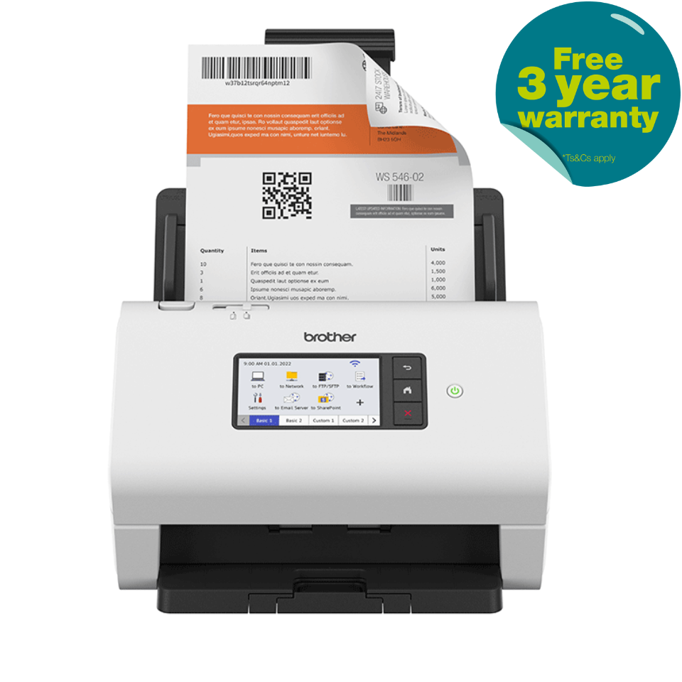 ADS-4900W facing forward with document