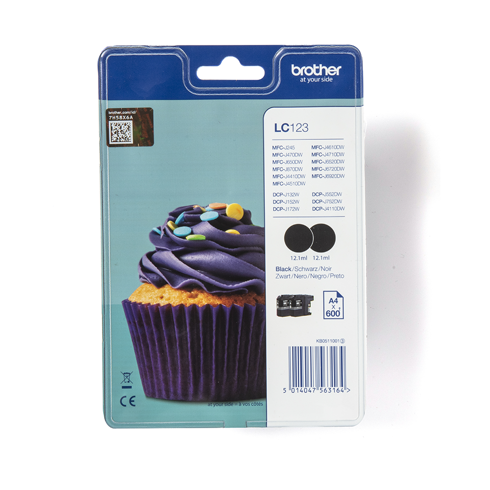 Brother LC123BKBP2 Inktpatronen zwart