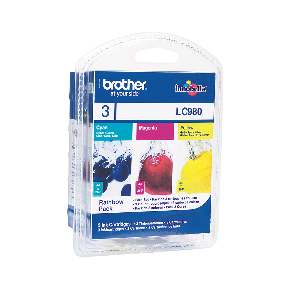 Pack de cartouches d'encre LC980RBWBP Brother originales – Cyan, magenta et jaune