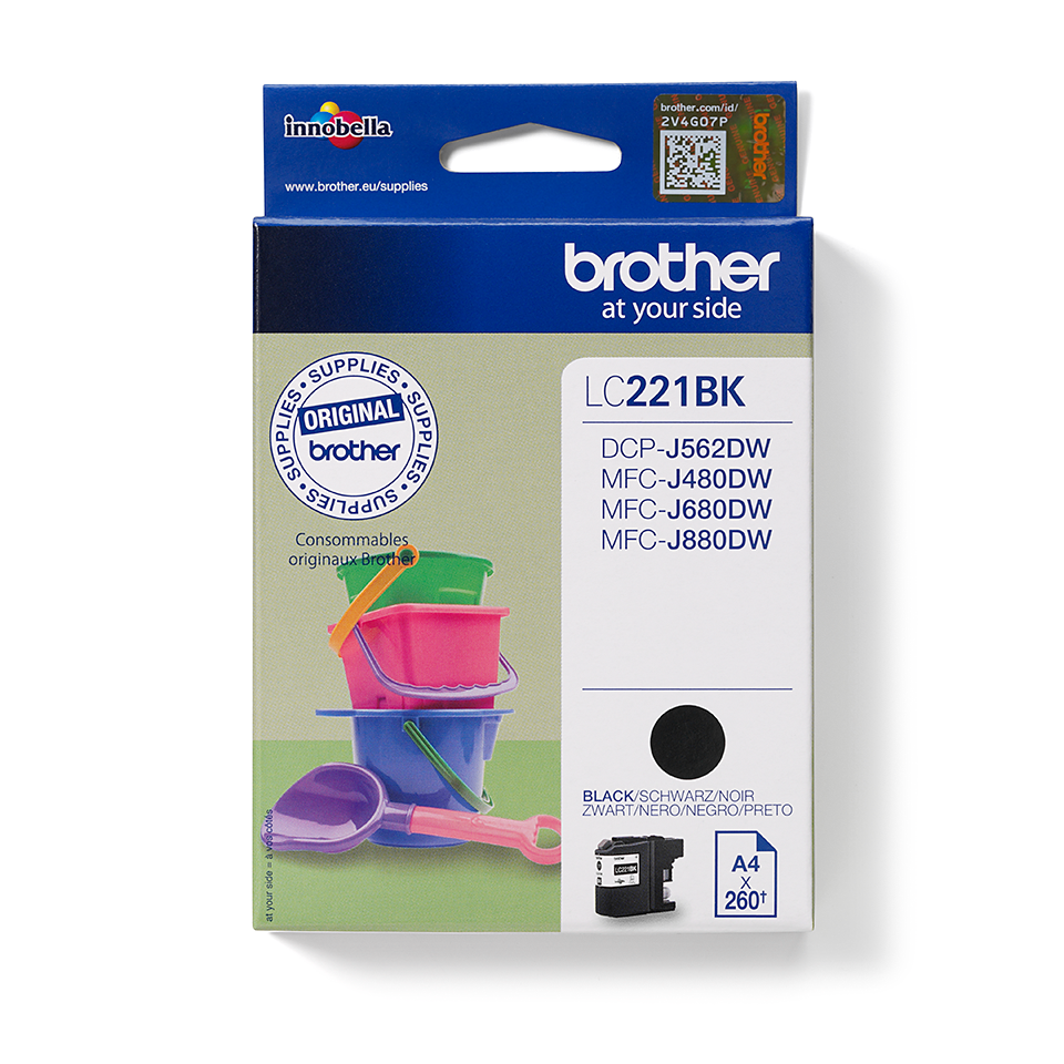 Brother LC221BK sort blekkpatron i forpakning