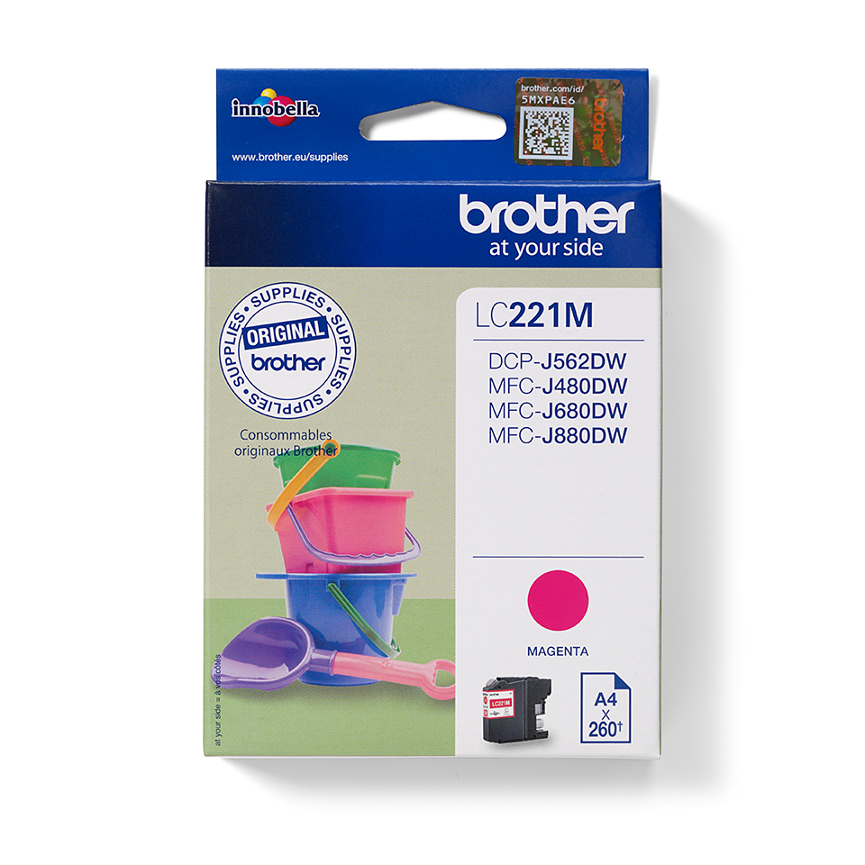 Brother LC221M magenta blekkpatron i forpakning front