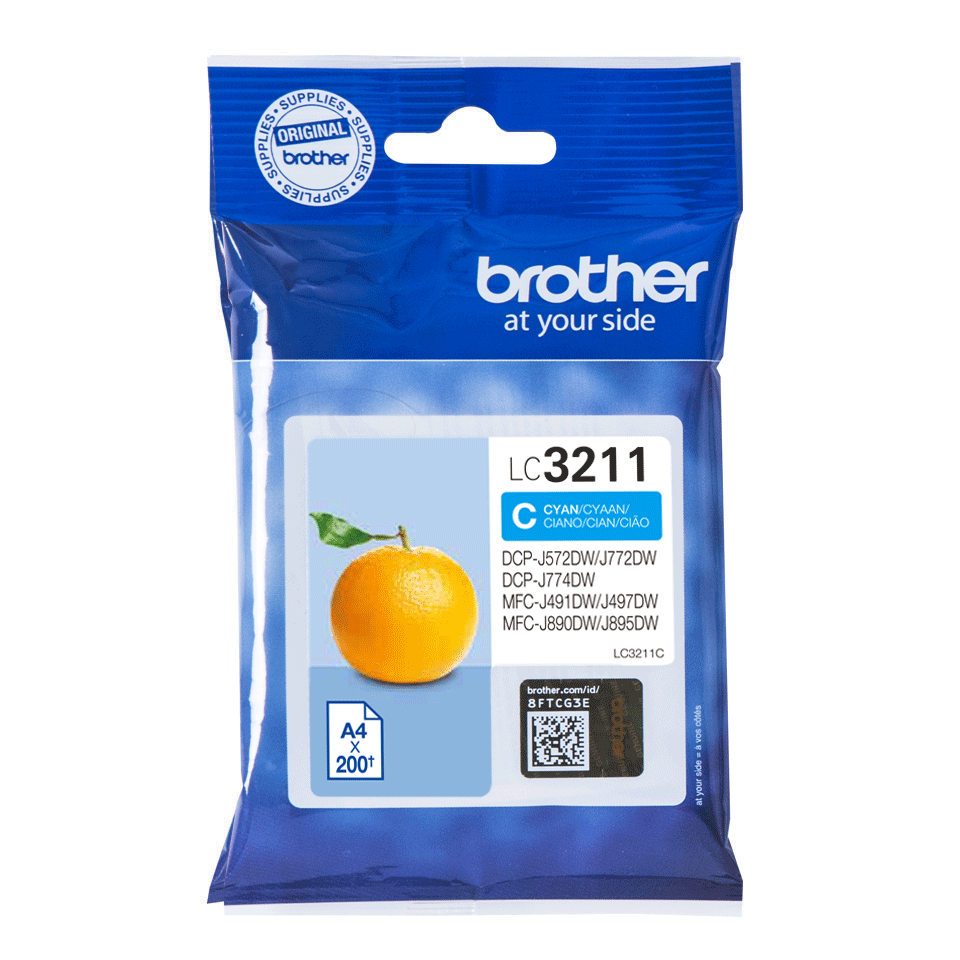 Original Brother LC3211C cyan blækpatron