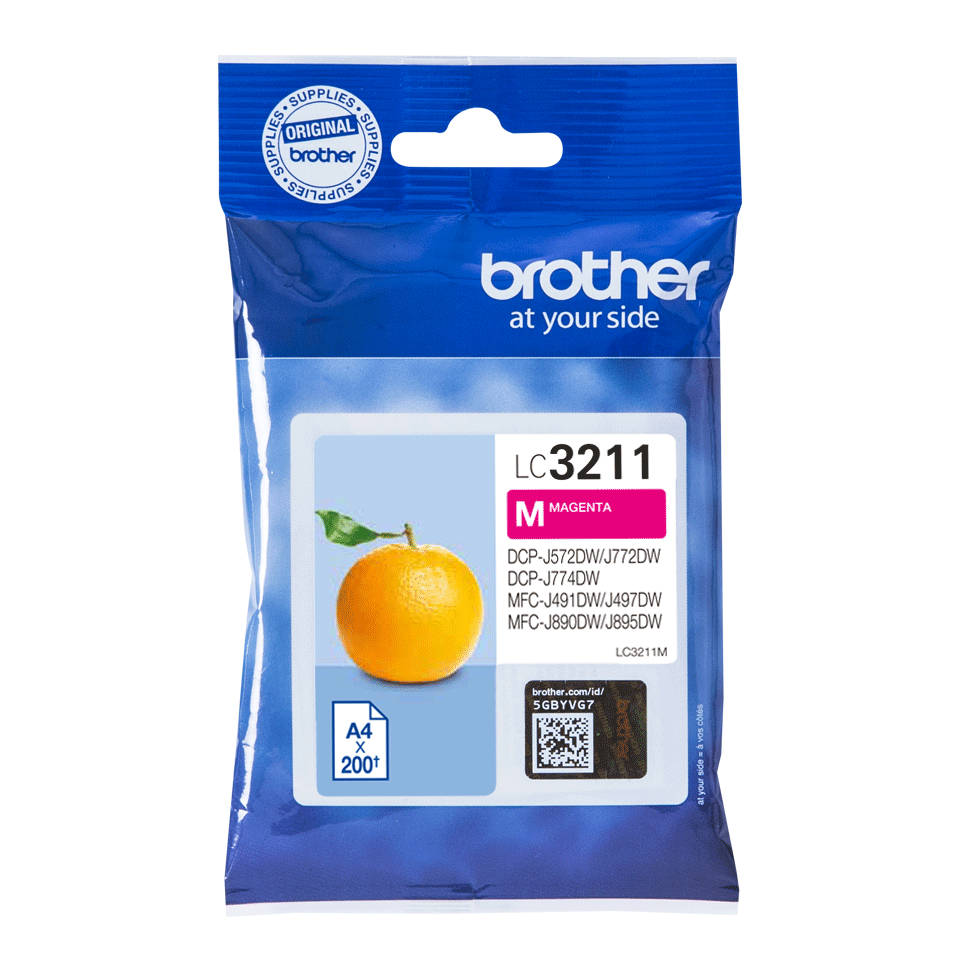 Brother LC3211M magenta blekkpatron i forpakning