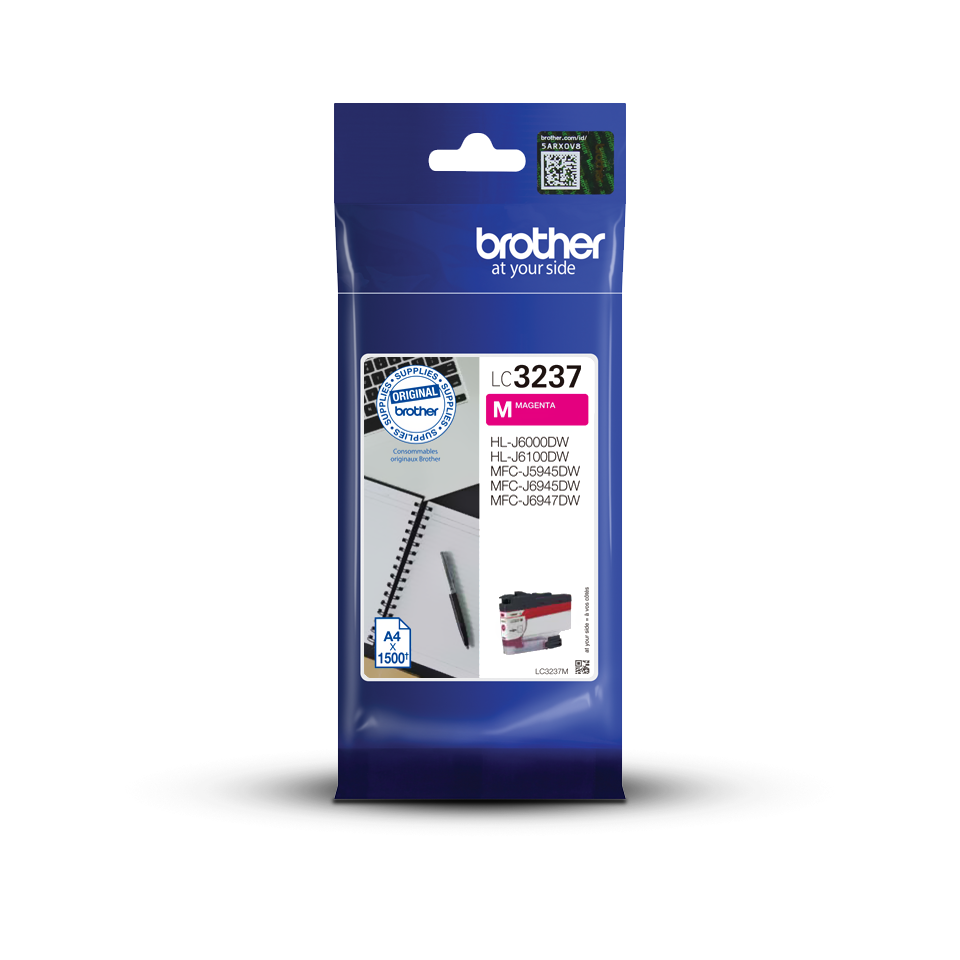 Brother LC3237M magenta blekkpatron i forpakning