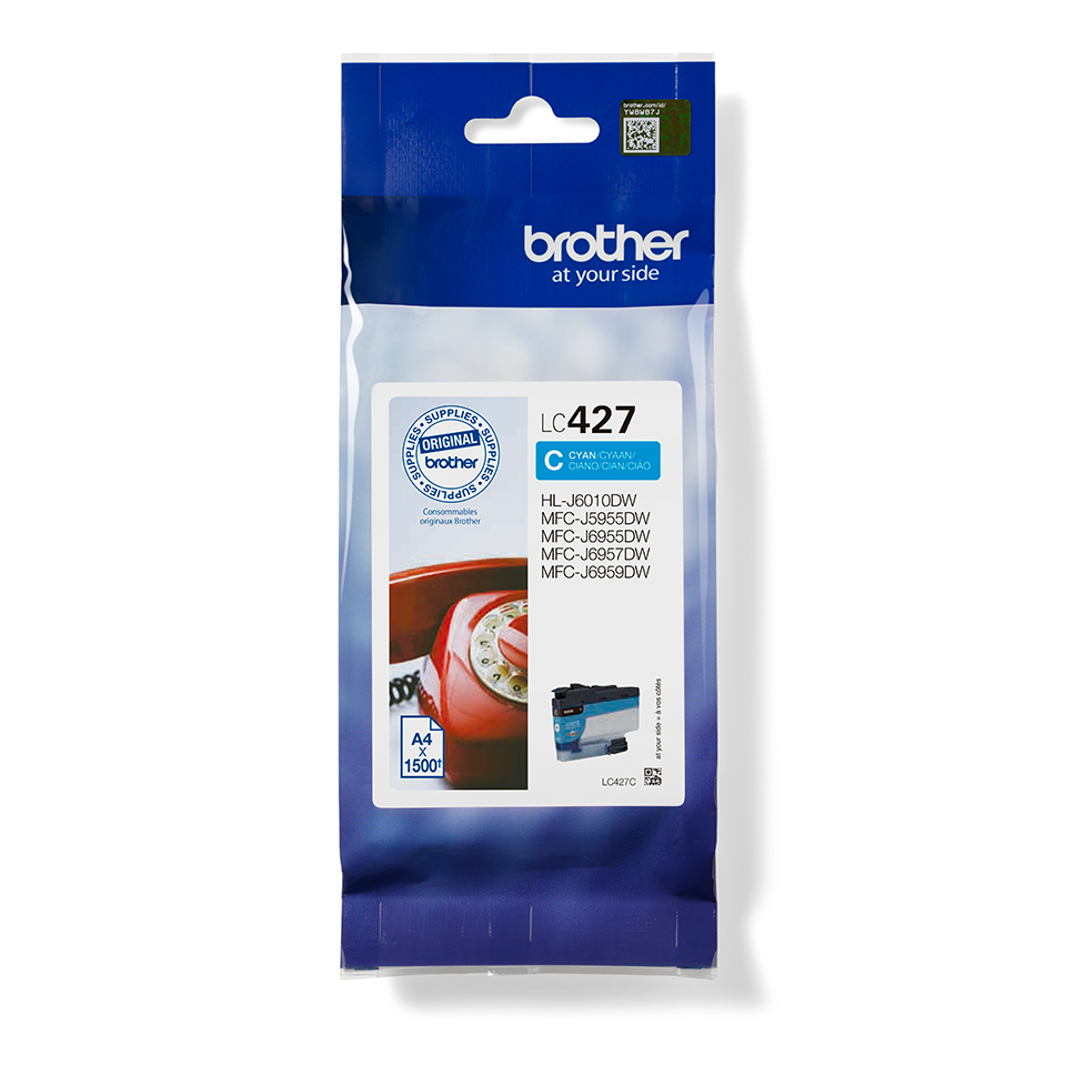 modrá náplň Brother LC427C v obale