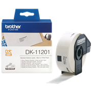 Brother DK11201 standard adresseetikett i fast format - sort på hvit, 29 mm x 90 mm med og uten eske