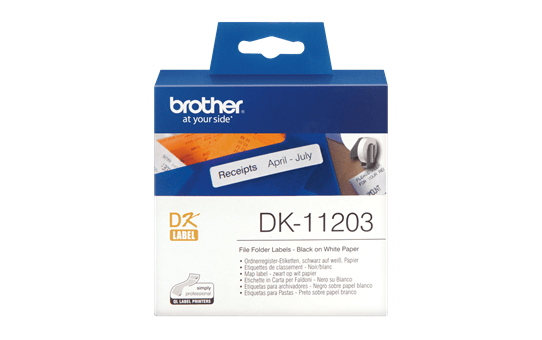 Genuine Brother DK-11203 Label Roll – Black on White, 17mm x 87mm