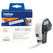 Brother DK11203 etikett for arkivmapper – sort på hvit, 17 mm x 87 mm med og uten eske