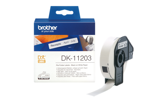 Original Brother DK11203 label til arkivmapper– sort på hvid, 17 mm x 87 mm 3