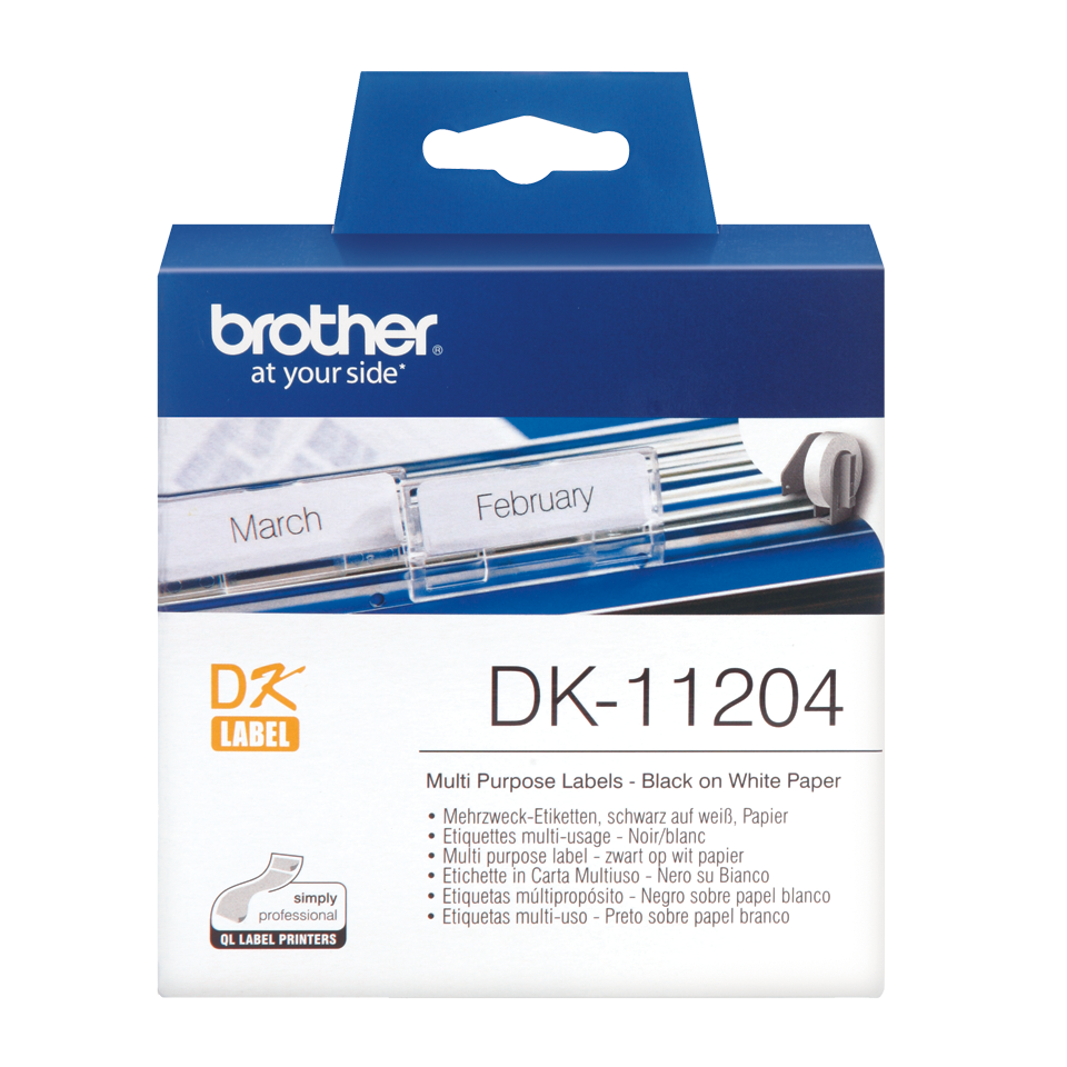 Brother DK-11204 juodų raidžių baltame fone etikečių ritinėlis – 17 mm x 54 mm 2