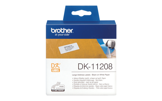 Brother original DK11208 etikettrulle, svart på vit, 38 mm x 90 mm