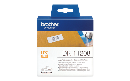 Оригинална лента с етикети Brother DK-11208, черен текст на бял фон,, 38mm x 90mm 2