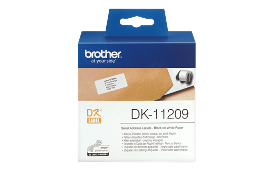 Genuine Brother DK-11209 Label Roll – Black on White, 29mm x 62mm