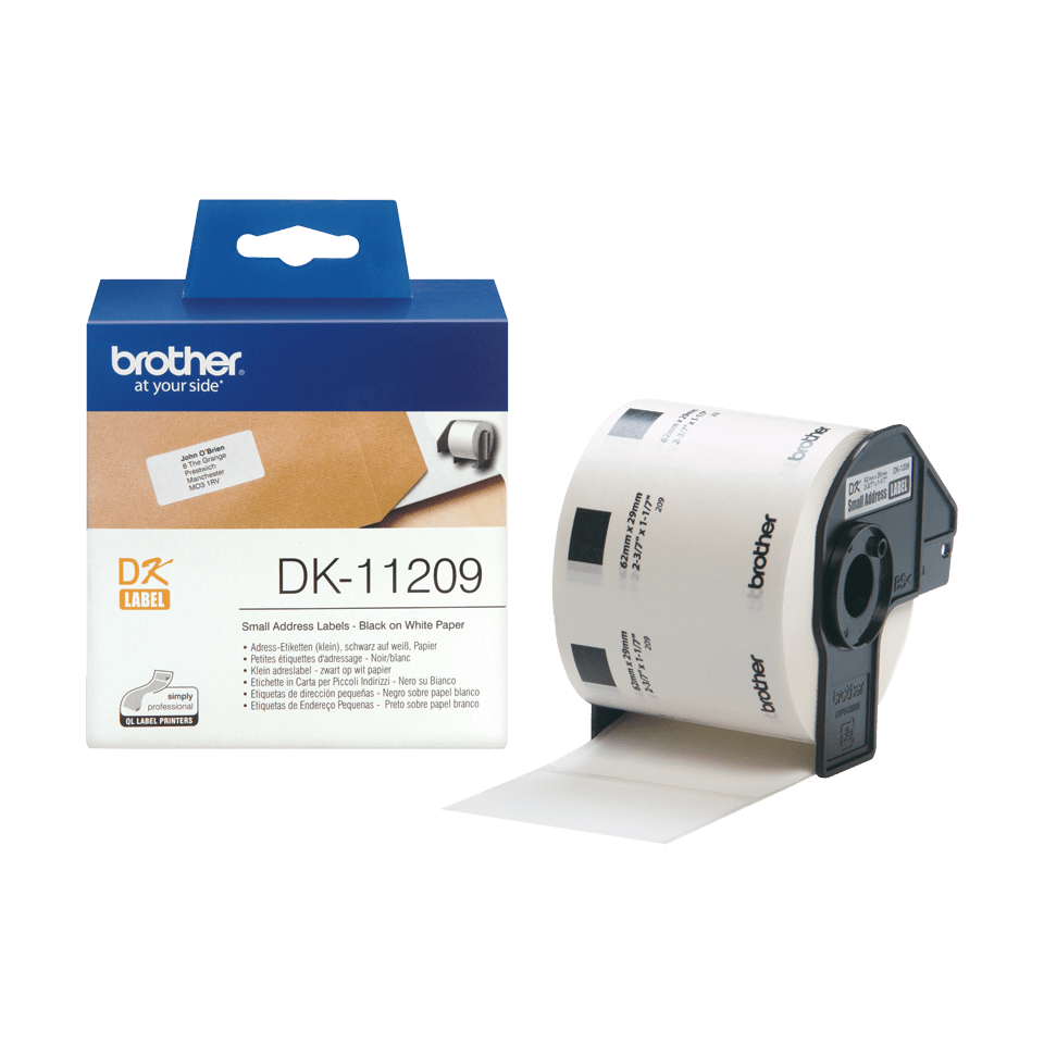 1 Rolls Brother-Compatible DK-11209 P-Touch 29mm x 62mm 800 Small Address/Barcode Label With Refillable Cartridge 