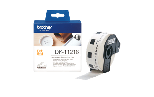 Genuine Brother DK-11218 Label Roll – Black on White, 24mm round labels 3