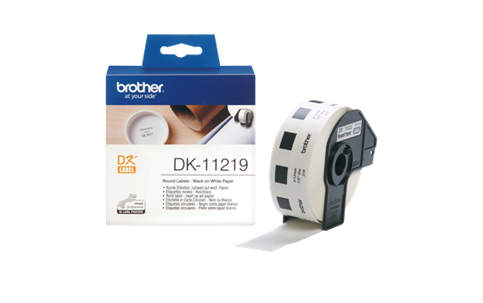 Oriģināls Brother DK11219 melnas drukas balts marķēšanas lentes rullis Ø 12mm